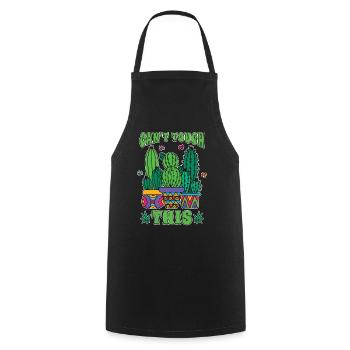 Succulent Can't Touch This Cactuses Potted Plant - Cooking Apron - black - Front - AI Model Male 185 dark (185cm)