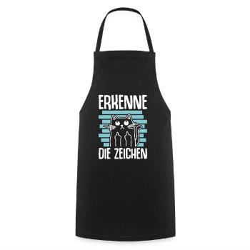 Katze, Katzenfreund, Humor, Motivation, Geschenk - Kochschürze - Schwarz - Vorne - AI Model Male 185 dark (185cm)