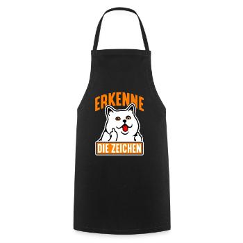 Katze, Katzenfreund, Humor, Motivation, Geschenk - Kochschürze - Schwarz - Vorne - AI Model Male 185 dark (185cm)