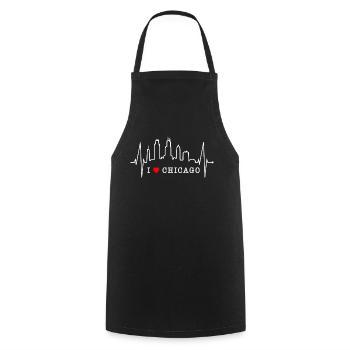 Chicago Skyline Heartbeat USA Heart I Love Chicago - Cooking Apron - black - Front - AI Model Male 185 dark (185cm)