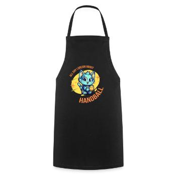 Handballspieler Handballer Lustige Sprüche Katzen - Kochschürze - Schwarz - Vorne - AI Model Male 185 dark (185cm)