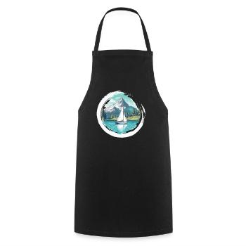 Sailboat, Sailing Ship, Sailing Yacht, Vintage Sailing - Cooking Apron - black - Front - AI Model Male 185 dark (185cm)