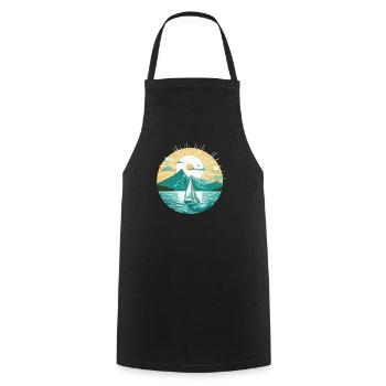 Sailboat, Sailing Ship, Sailing Yacht, Vintage Sailing - Cooking Apron - black - Front - AI Model Male 185 dark (185cm)