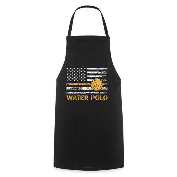 Drapeau américain Water-polo Patriotique - Tablier de cuisine - noir - Devant - AI Model Male 185 dark (185cm)