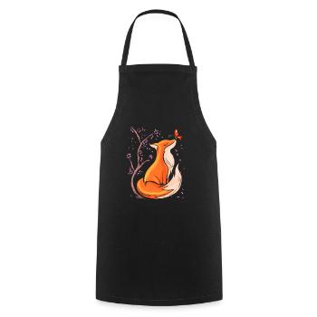 Cute Fox with Flowers Foxes Gift Nature - Cooking Apron - black - Front - AI Model Male 185 dark (185cm)