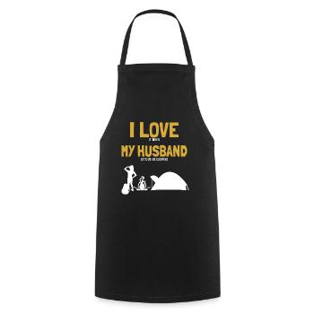 I love my Husband Camping Campingplatz Zelten - Kochschürze - Schwarz - Vorne - AI Model Male 185 dark (185cm)
