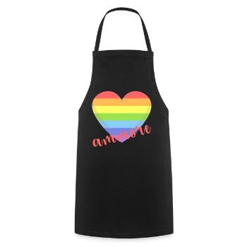 t-shirt Napoli ammore gay lgbt coeur gay pride - Tablier de cuisine - noir - Devant - AI Model Male 185 dark (185cm)