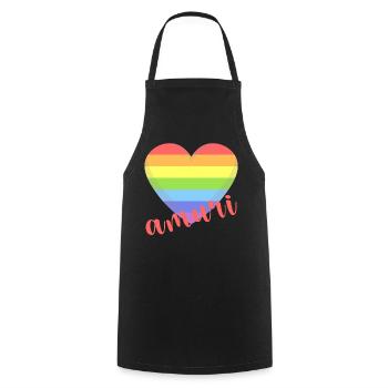 t-shirt amuri gay lgbt heart love love Liebe amor - Cooking Apron - black - Front - AI Model Male 185 dark (185cm)