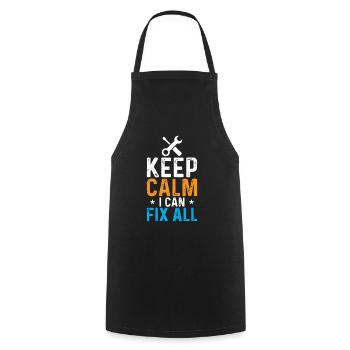Stay calm, I can fix everything - Cooking Apron - black - Front - AI Model Male 185 dark (185cm)