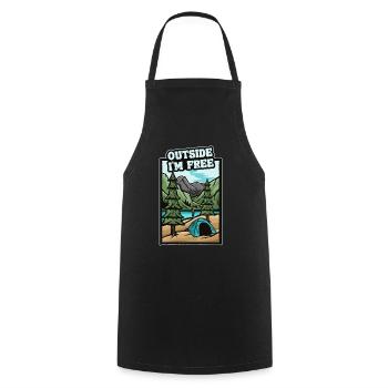 À l’extérieur Je suis libre camping tentes glamping - Tablier de cuisine - noir - Devant - AI Model Male 185 dark (185cm)