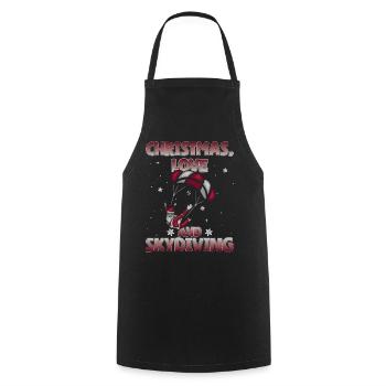 Parachutisme Amour de Noël et parachutisme - Tablier de cuisine - noir - Devant - AI Model Male 185 dark (185cm)
