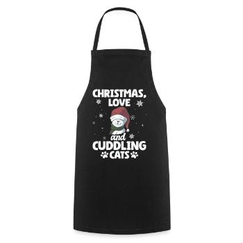 Cat, Cuddle, Animal Love, Christmas, Love Cats, - Cooking Apron - black - Front - AI Model Male 185 dark (185cm)