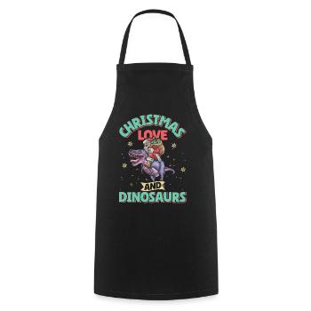 Dino Boy Enfants Noël Amour Dinosaure - Tablier de cuisine - noir - Devant - AI Model Male 185 dark (185cm)