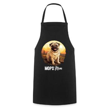 Mops - Kochschürze - Schwarz - Vorne - AI Model Male 185 dark (185cm)