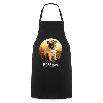 Mops - Kochschürze - Schwarz - Vorne - AI Model Male 185 dark (185cm)