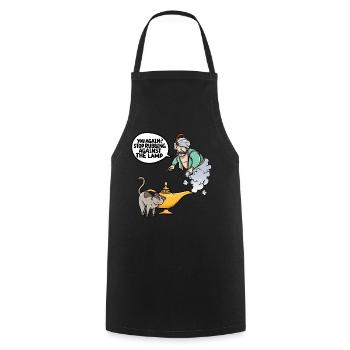 They stop rubbing against the lamp again - Cooking Apron - black - Front - AI Model Male 185 dark (185cm)