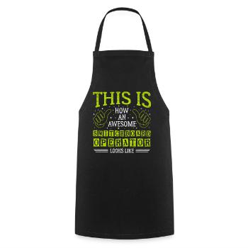 Funny Saying Awesome Switchboard Operator - Cooking Apron - black - Front - AI Model Male 185 dark (185cm)
