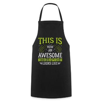Funny Saying Awesome Therapist - Cooking Apron - black - Front - AI Model Male 185 dark (185cm)