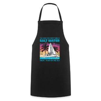 Sailor Sailboat Sailing Ship Sailing Yacht - Cooking Apron - black - Front - AI Model Male 185 dark (185cm)