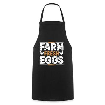 Fresh eggs from the farm - Cooking Apron - black - Front - AI Model Male 185 dark (185cm)