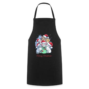 Festive Cat Christmas Crew Design - Cooking Apron - black - Front - AI Model Male 185 dark (185cm)