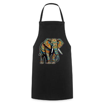Spirit Animal Elephant in Bohemian Style - Cooking Apron - black - Front - AI Model Male 185 dark (185cm)