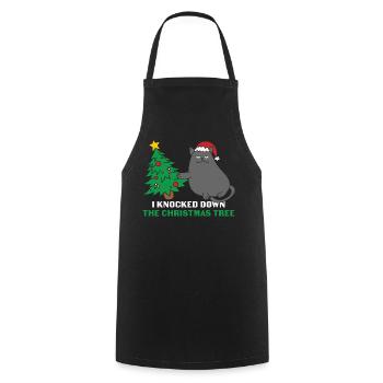 Katzen Geschenk- Weihnachten Geschenk Katze - Kochschürze - Schwarz - Vorne - AI Model Male 185 dark (185cm)