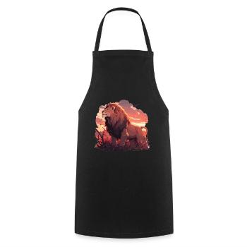 Lion, Wildcat, Lion's Head, Lion, Baby, Big Cat - Cooking Apron - black - Front - AI Model Male 185 dark (185cm)