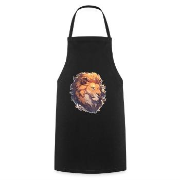 Lion, Wildcat, Lion's Head, Lion, Baby, Big Cat - Cooking Apron - black - Front - AI Model Male 185 dark (185cm)