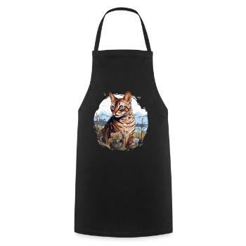 Bengal Cat - Cooking Apron - black - Front - AI Model Male 185 dark (185cm)