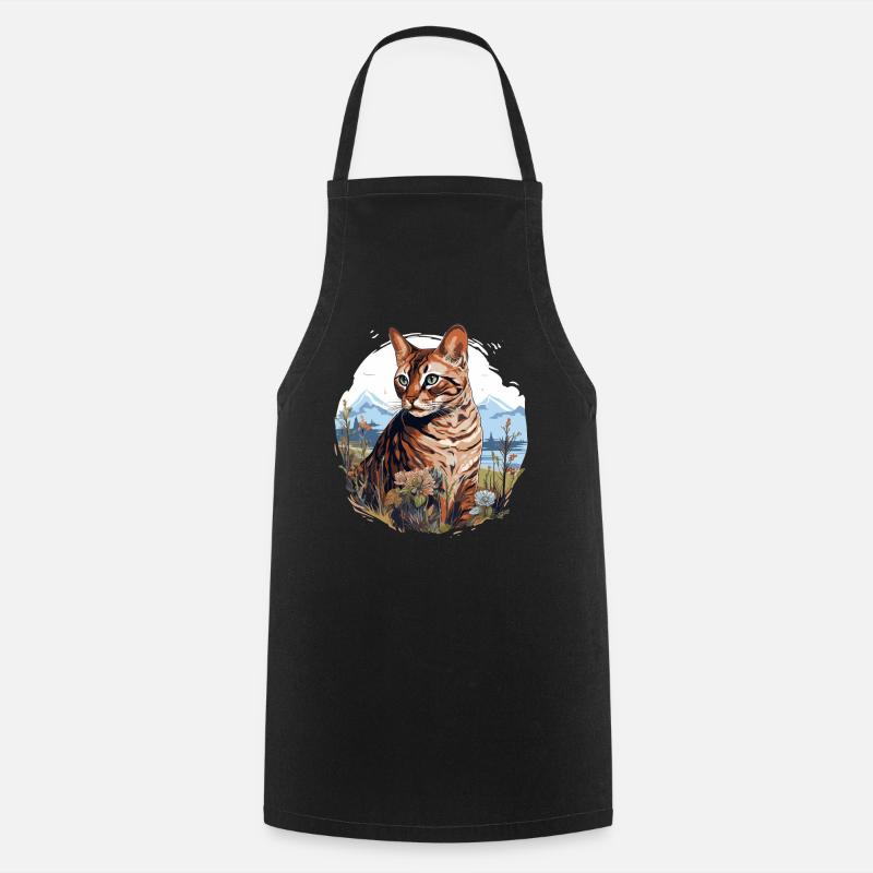 Chat du Bengale - Tablier de cuisine - noir