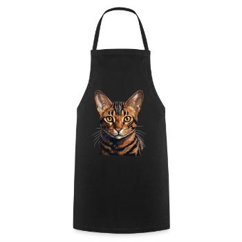 Bengal Cat - Cooking Apron - black - Front - AI Model Male 185 dark (185cm)