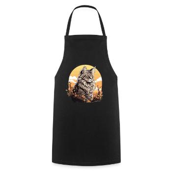 Maine Coon - Cooking Apron - black - Front - AI Model Male 185 dark (185cm)