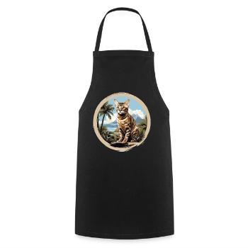 Bengal Cat - Cooking Apron - black - Front - AI Model Male 185 dark (185cm)