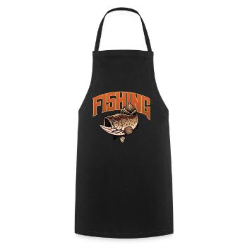Fishing, Angler, Fisherman Fishing and Pike Fishing - Cooking Apron - black - Front - AI Model Male 185 dark (185cm)