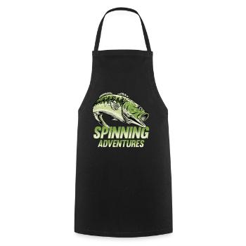 Fishing, Angler, Fisherman Fishing and Pike Fishing - Cooking Apron - black - Front - AI Model Male 185 dark (185cm)