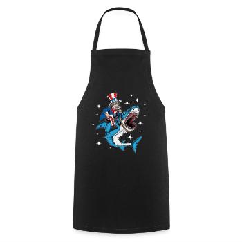 Independence Day USA American Rides Shark - Cooking Apron - black - Front - AI Model Male 185 dark (185cm)