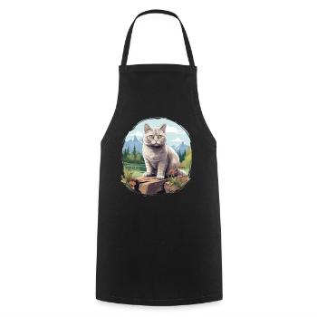 British Shorthair - Cooking Apron - black - Front - AI Model Male 185 dark (185cm)
