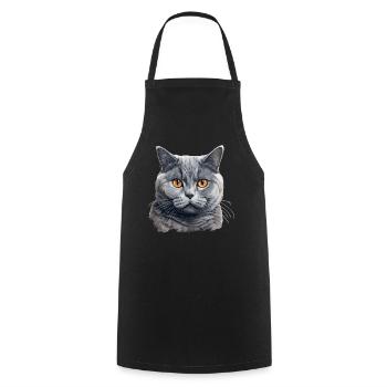 British Shorthair - Cooking Apron - black - Front - AI Model Male 185 dark (185cm)