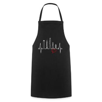 Shanghai Skyline Heartbeat Chine J’aime Shanghai - Tablier de cuisine - noir - Devant - AI Model Male 185 dark (185cm)