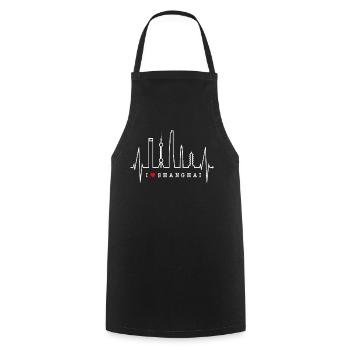 Shanghai Skyline Heartbeat Chine J’aime Shanghai - Tablier de cuisine - noir - Devant - AI Model Male 185 dark (185cm)
