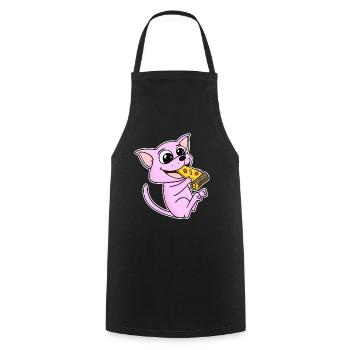 Pizza au chat Sphynx - Tablier de cuisine - noir - Devant - AI Model Male 185 dark (185cm)