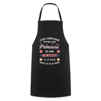 Cadeau Humoristique Dentiste Princesse - Tablier de cuisine - noir - Devant - AI Model Male 185 dark (185cm)