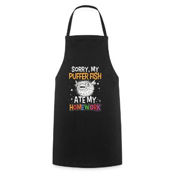 Pufferfish has eaten homework - Cooking Apron - black - Front - AI Model Male 185 dark (185cm)