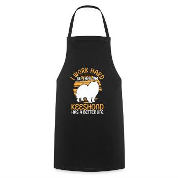 Work for my Wolfsspitz German Spitz - Cooking Apron - black - Front - AI Model Male 185 dark (185cm)