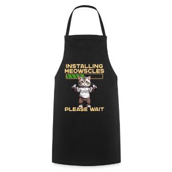 Meowscles Lustiges Katzen Bodybuilder Workout - Kochschürze - Schwarz - Vorne - AI Model Male 185 dark (185cm)