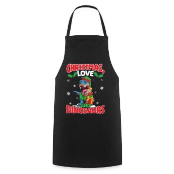 Dino Junge Boy Kinder Weihnachen Liebe Dinosaurier - Kochschürze - Schwarz - Vorne - AI Model Male 185 dark (185cm)
