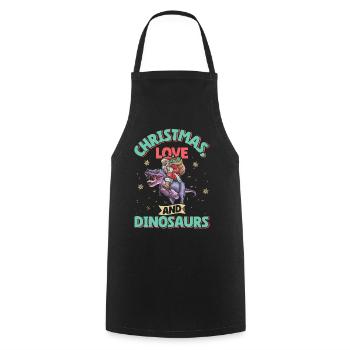 Dino Boy Enfants Noël Amour Dinosaure - Tablier de cuisine - noir - Devant - AI Model Male 185 dark (185cm)