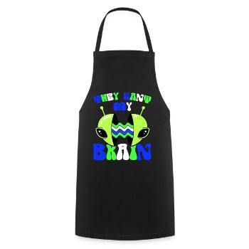 Alien, UFO, UAP, Space, Space Flying Object - Cooking Apron - black - Front - AI Model Male 185 dark (185cm)