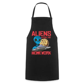Alien, UFO, UAP, Space, Space Flying Object - Cooking Apron - black - Front - AI Model Male 185 dark (185cm)